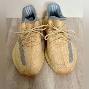 Yeezy x adidas Light Beige Knit Fabric Boost 350 V2 Linen Sneakers Sz 7